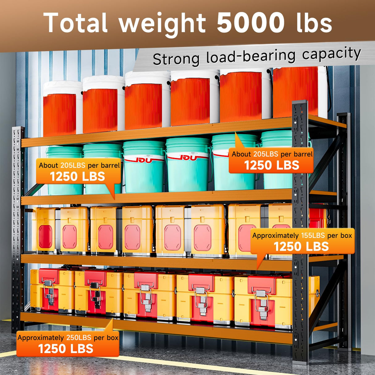 ZAOUS 5000LBS Metal Garage Shelving Unit 71" W Storage Shelves Heavy Duty 4 Tier Adjustable Garage Storage Racks Industrial Shelving Utility Rack Shelf for Warehouse/Basement 71" Wx24 Dx70 H ZAOUS