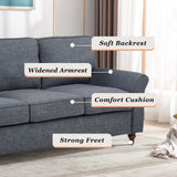 EBELLO Modern Linen Fabric Loveseat Sofa, Upholstered 2-seat Sofa Couch Wood Frame and Sturdy Legs for Living Room Bedroom Office, Dark Blue EBELLO