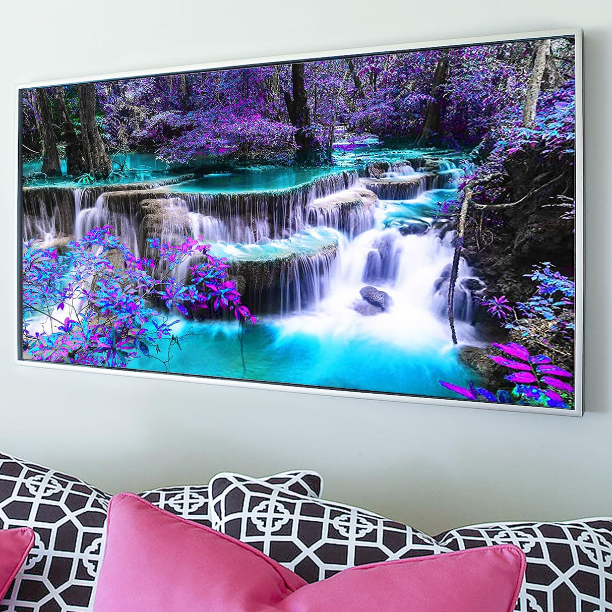 YALKIN Square 5D Diamond Painting Kits for Adults, Waterfall Large Diamond Art Kits Full Drill Diamond Painting Kit for Adult Beginners, DIY Crystal Picture Art for Home Wall Decor 40x70CM/15.8x27.6in YALKIN