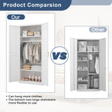 TIMELESS PIECES Metal Wardrobe Cabinets，Armoire Wardrobe Closet with Hanging Rod,Clothes Storage Cabinet with Adjustable Shelves and Doors, Clothing Cabinet for Bedroom, Office, Laundry Room TIMELESS PIECES