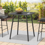 C-Hopetree 41" Counter Height Bar Table, Square Metal Pub Bistro Cocktail Table for Indoor Outdoor Use, Black C-Hopetree