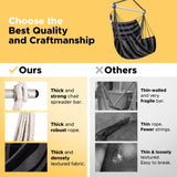 ADVOKAIR Hammock Chair Swing (500 lbs Max) - Hanging Hammock Chair Rope Swing Indoor for Bedroom, Outdoor, Patio, Bedroom, Porch, Deck - Sturdy Steel Bar with Anti-Slip Safety Rings ADVOKAIR