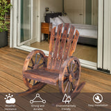 Outvita Adirondack Rocking Chair, Wood Wagon Rocker, Outdoor Wooden Carbonized Lounge Chairs with Wheel Armrest for Garden Patio Country Yard Porch, Fir Outvita
