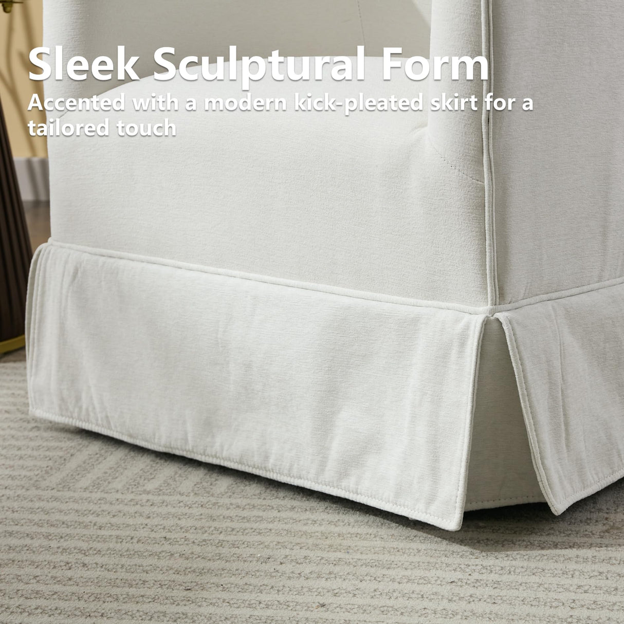 Arvasslia Swivel Barrel Chair,Mid Century Modern Swivel Accent Chair for Living Room, Round Armchair Corner Chair for Bedroom, White Arvasslia