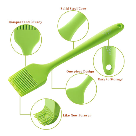 4PCS Silicone Basting Pastry Brush, MONGSEW Heat Resistant Food Brush Spread Oil Butter Sauce for BBQ Grill Baking Kitchen Cooking, BPA Free, Dishwasher Safe (Multicolor, 4 Pcs) MONGSEW