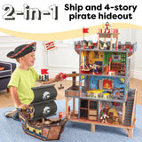 KidKraft Pirate's Cove Wooden Ship Play Set with Lights and Sounds, Pirates and 17-Piece Accessories, Gift for Ages 3+ KidKraft