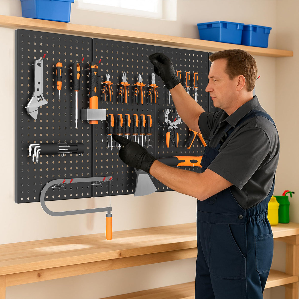 Ultrawall 4 Pack Metal Peg Board Panels with Hooks, Pegboard Wall Tool Organizer for Garage, 84pcs Peg Board with Accessories, 24"X12" Ultrawall