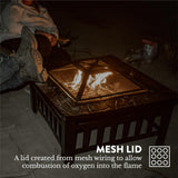 GasOne Fire Pit – 32-inch Outdoor Fire Pits – Metal Firepits for Outside Patio with Fireplace Screen – Elegant and Modern Fire Pit Table for Camping, Heating, Bonfire, Picnics - Outdoor Fire Pit Gas One