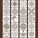 20 Pcs 4x4'' Mandala Stencils for Painting on Wood, Floor, Wall, Tile Fabric, Reusable Furniture Stencils Painting Template Mandala Template for DIY Rock Art Projects Decoration Yazhiji