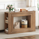 HOOBRO Farmhouse Console Table, 43.3 Inches Entryway Table, Sofa Table, Behind Couch Table with Side Storage Shelving, Hallway Accent Table for Entrance, Living Room, Bedroom, Foyer, Walnut WL87XG01 HOOBRO