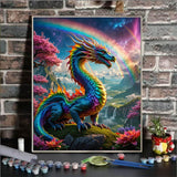 Dragon Paint By Numbers Kit For Adults Beginner Colourful Dragons Adult Paint By Number Kits Acrylic On Canvas Easy Oil Painting Kit Adults' Paint-By-Number Kits For Gift Home Wall Decor 16x20 Inch ldazao