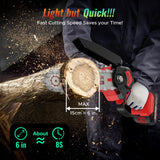 6 Inch Mini Chainsaw Cordless, 24V 2000mAh Rechargeable Battery, Auto-Oil, Lightweight & Safe Chainsaw for Women/Men/Seniors/Craftsman, Garden Tree Cutting, Wood Pruning Tool SOUSKY