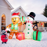 COOLWUFAN 6 FT Christmas Decorations Outdoor Inflatables Gingerbread Man Snowman Blow Up Yard Decor, Outdoor Inflatables Decorations with Rotating LED Light for Garden Patio Lawn Holiday Party Xmas COOLWUFAN