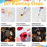 Hallloween Paint by Numbers for Adult, Skull Paint by Numbers Kit for Adults Beginners, DIY Acrylic Painting on Canvas for Home Wall Art Decor(16x20Inch Mandun