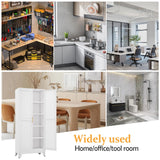 RISTERN White Pantry Storage Cabinet,71" Kitchen Pantry with Doors and 4 Adjustable Shelves, Metal Storage Cabinet, for Office, Home, Garage, School RISTERN