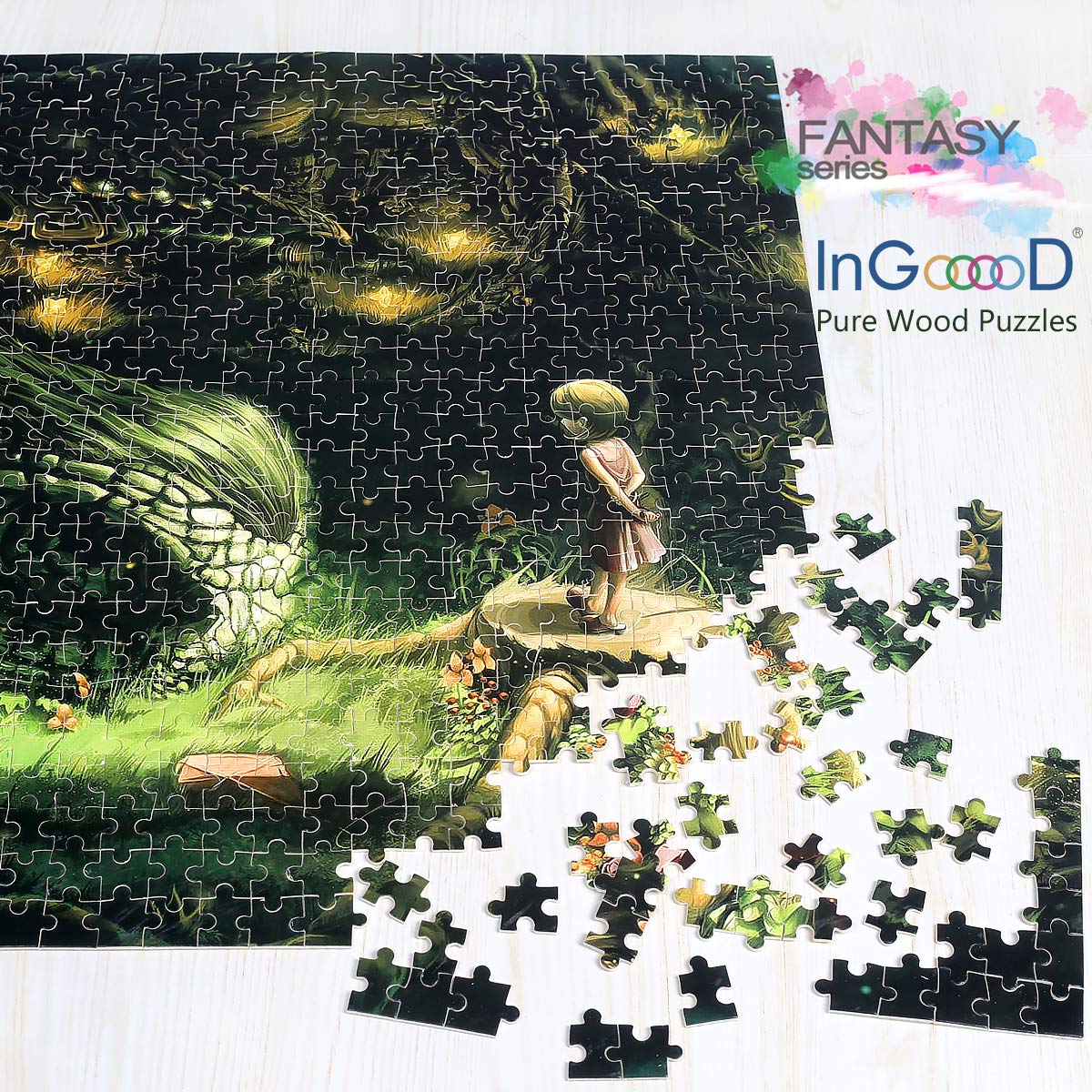 Ingooood- Jigsaw Puzzle 1000 Pieces- Fantasy Series- Anime Dragon_ IG-0443 Entertainment Wooden Puzzles Toys Ingooood