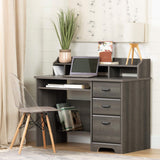South Shore Versa Computer Desk with Hutch, Gray Maple South Shore