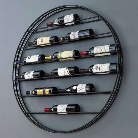 Wine Enthusiast 12-Bottle Label View Wine Rack - Wall Mounted Circular Display Shelf with 6 Racks for Bottle Storage - Wine Collection Organizer Wine Enthusiast