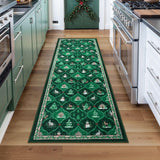 Sivilife Christmas Non Slip Rugs, 2x6 Washable Kitchen Bathroom Entryway Laundry Decor, Green Xmas Carpet Runner Rugs for Hallways Bedroom with Rubber Backing Sivilife
