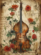 BRTITA Violin Rose Diamond Painting Kits for Adults Musical Instrument Diamond Painting Art Kit for Adult 5D Full Drill Diamond Dots Painting for Beginners Home Wall Decor Gifts 12x16in / 30x40cm BRTITA