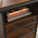 Sauder Nova Loft Single Ped Desk, L: 48.74" x W: 24.96" x H: 29.53", Grand Walnut Finish Sauder