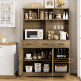 HOSTACK Buffet Cabinet with Hutch, Modern Farmhouse Kitchen Buffet Sideboard Storage Cabinet with 3 Drawers, Barn Door Coffee Bar Station, Liquor Cabinet for Dining Room, Living Room, Rustic Brown HOSTACK