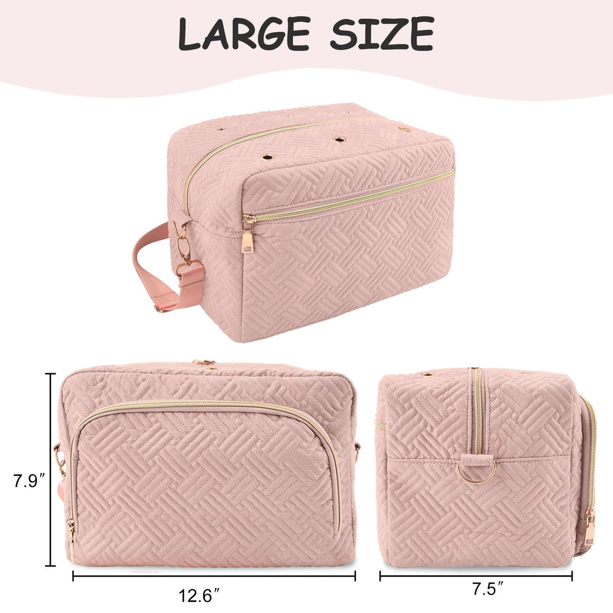 Crochet Bag Organizer, Yarn Storage Organizer, Yarn Holder for Crochet with Adjustable Shoulder Straps, Knitting Bag for crocheting, Crochet Hook Case Gifts for Crocheters (Pink) Uawsyut