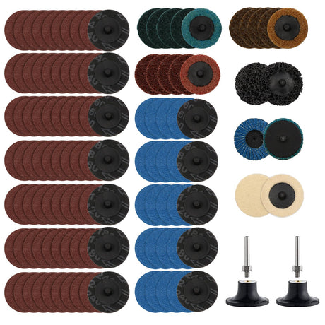 Aolabela 118Pcs Die Grinder Sanding Disc Set - 2 Inch Quick Change with 1/4 inch Holder Discs Surface Conditioning & Grinding Accessories Kit for Die Grinder Attachments Rust & Paint Removal Aolabela