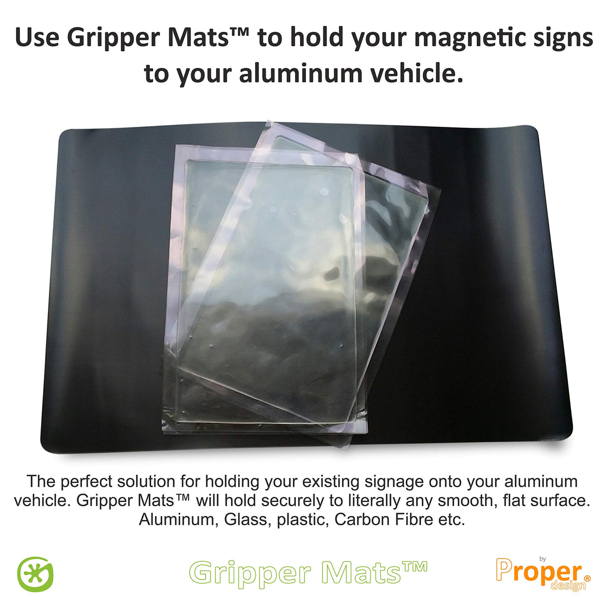 Proper Design Gripper Mats™ - Magnet Sign Grippers for Aluminum Vehicles: Trucks, Cab, RV, Trailer Proper Design