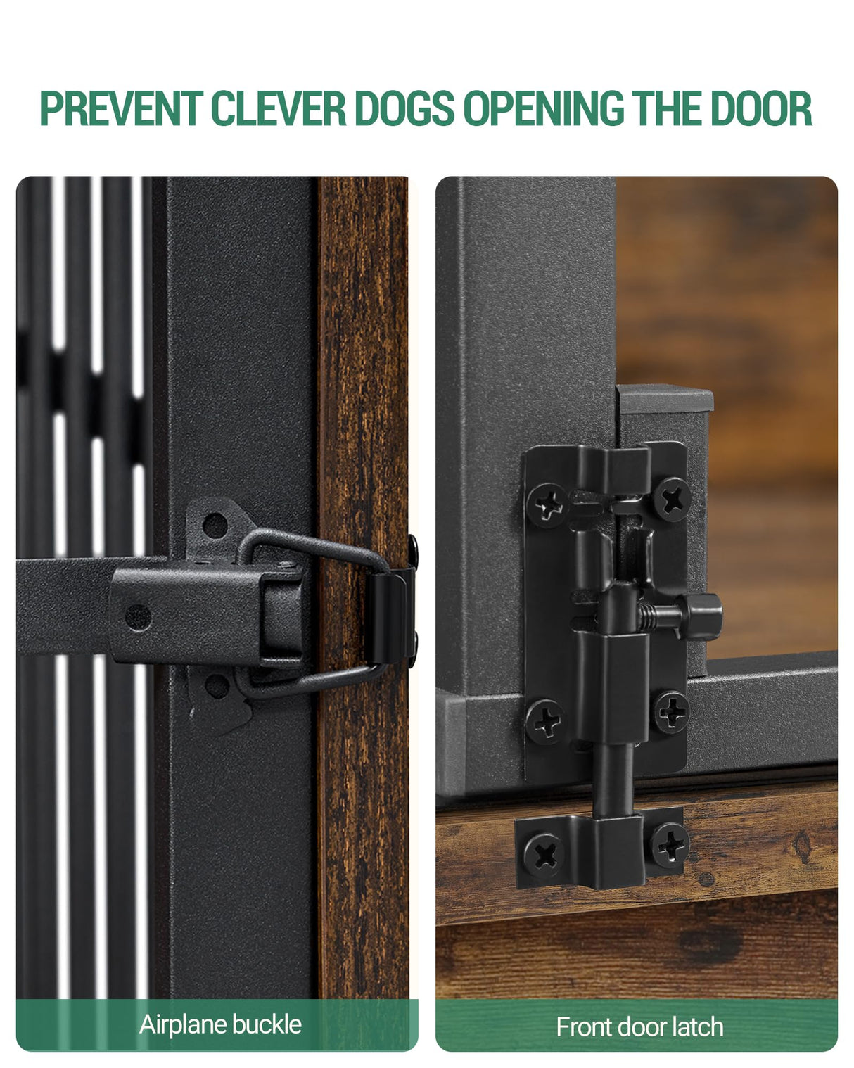 Hzuaneri Dog Crate Furniture, 44.1" Double Door Dog Crate with Barn Door, Dog Kennel Indoor, End Side Table Wooden Dog Crate for Small Medium Large Dog, Anti-Chew Anti-Escape, Rustic Brown Hzuaneri