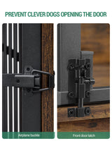 Hzuaneri Dog Crate Furniture, 44.1" Double Door Dog Crate with Barn Door, Dog Kennel Indoor, End Side Table Wooden Dog Crate for Small Medium Large Dog, Anti-Chew Anti-Escape, Rustic Brown Hzuaneri