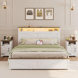 IRONCK Farmhouse Nightstand with Charging Station, Rustic Night Stand with Barn Door and Shelf, Rustic End Table Side Table with Storage for Bedroom, White/Walnut IRONCK