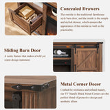 JXQTLINGMU Farmhouse TV Stand for 75+ Inch TV, 32" Tall Entertainment Center w/4 Drawers & Sliding Barn Door, Rustic Media Console w/Storage Shelves, 66" Wood Television Stand for Living Room, Brown JXQTLINGMU