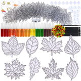 Winlyn 24 Sets Fall Leaf Suncatchers Ornaments DIY Window Paint Art Fall Craft Kits Maple Leaf Sun Catchers Painting Kits for Kids Classroom Activities Art Project Thanksgiving Autumn Party Decoration Winlyn