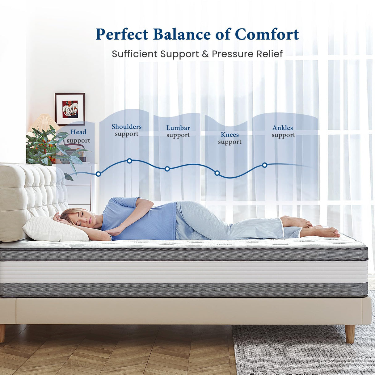 Coolvie Twin Mattress, 12 Inch Twin Size Hybrid Mattress, Twin Mattress in A Box, Individual Pocket Springs with Memory Foam Layer Provide Motion Isolation & Cool Sleep, 2024 New Coolvie