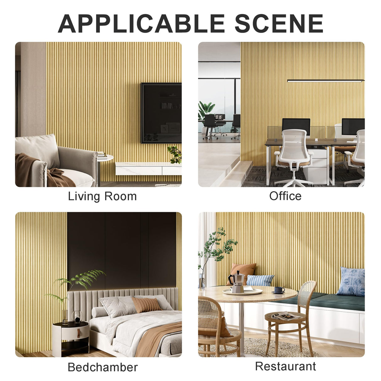 ROOMTEC 4 Packs 94.5” x 5.7” Solid Wood Panels for Wall, Acoustic Wood Slat Wall Panels for Interior Wall Decor，TV Background, Living Room (Oak) ROOMTEC