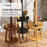 Vriccc Bamboo Wood Coat Rack, Coat Rack with Umbrella Holder, Adjustable Height Wooden Coat Stand with 8 Hooks, kids coat rack, Used In The Bedroom Living Room, Office To Hang Clothes, Hats, Bags Vriccc