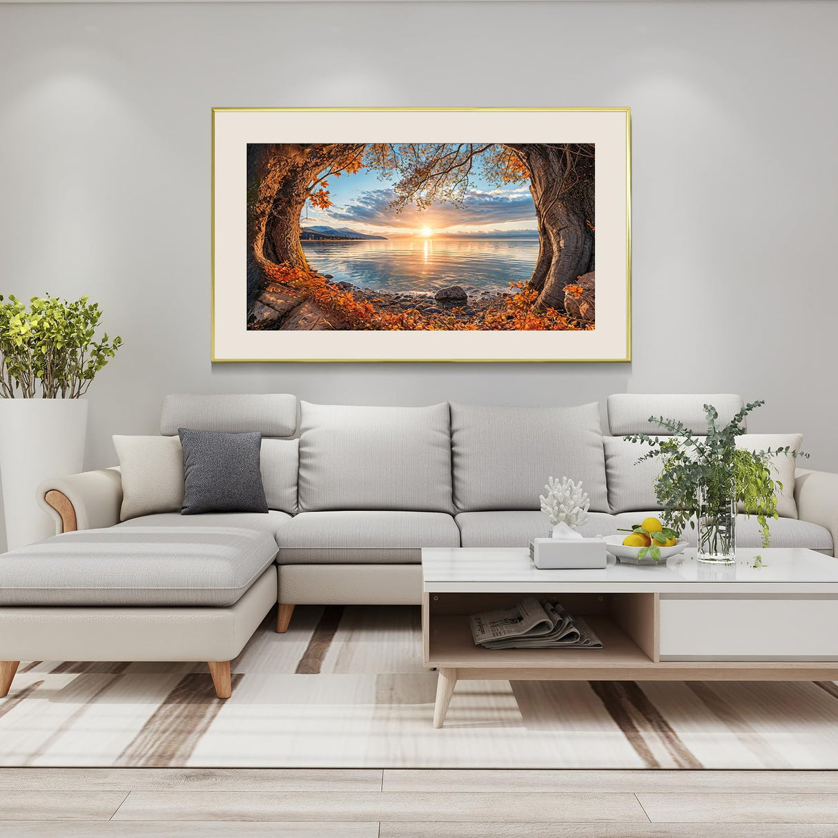 ATDMS Large Diamond Art Kits for Adults - 5D Landscape Diamond Painting Kits for Adults DIY Full Drill Diamond Painting Sunset Lake Gem Art Kits for Home Wall Decor 27.5x15.7 Inch ATDMS