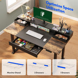 FLEXISPOT 63x32 in 4-Leg Standing Desk with Storage Electric Adjustable Height with 3 Drawers & Shelving Home Office Workstation (Black + Special Walnut Top) FLEXISPOT