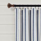 Lush Decor Farmhouse Stripe Yarn Dyed Eco-Friendly Recycled Cotton Window Curtain Panel Pair, 42" W x 95" L, Navy - Classic Modern Rustic Charm - Eco Friendly Cotton Fabric Lush Decor