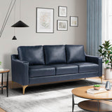 Serta Triton 78" Sofa, Transitional Modern, Dreamcoil Comfort, Metal Legs, Vegan Leather, Navy Blue Serta