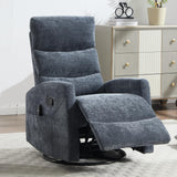 Trustyue Swivel Rocker Recliner Chair, 360° Swivel Recliner with Heat and Massage, Rocker Recliner Upholstered Fabric Nursery Glider Recliner Chair with Side Pockets for Living Room Blue Trustyue