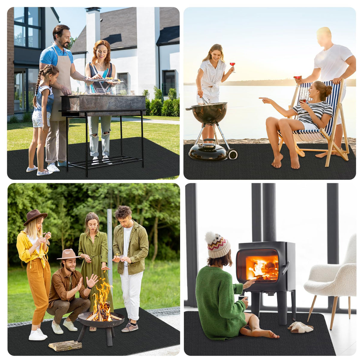 McKuk 70 x 48 inches Under Grill Mats for Outdoor Grill, Easy to Clean Reusable Grill Mat for Deck, Double-Sided Fire Resistant,Water Resistant and Oil Proof, Fit for Indoor Fireplace Mat Fire Pit Mat McKuk