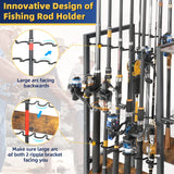 Olakee Fishing Rod Holders for Garage - Fishing Pole Holders up to 12 Rods, Fishing Gear Equipment Organizers Rod Tackle Cart for Home Entryway Corner Olakee