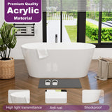 HIGREENA 55" Acrylic Freestanding Bathtub, Glossy White Soaking Tub, Stand Alone Tub, Oval Bathtub with Chrome Overflow and Drain, Free Standing Tub for Bathroom HIGREENA