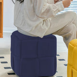 Cmishe Ottoman Foot Rest Soft and Comfortable Ottoman Square Corduroy Woven Design Sofa Stool (Blue) Cmishe
