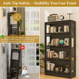 BONITURE Display Cabinet with Acrylic Glass Doors,4-Tiers Curio Cabinet with LED Lighting for Collectibles, Collectibles Toy Organizers Rack & Display Shelf Display Case Storage Cabinet, Black BONITURE