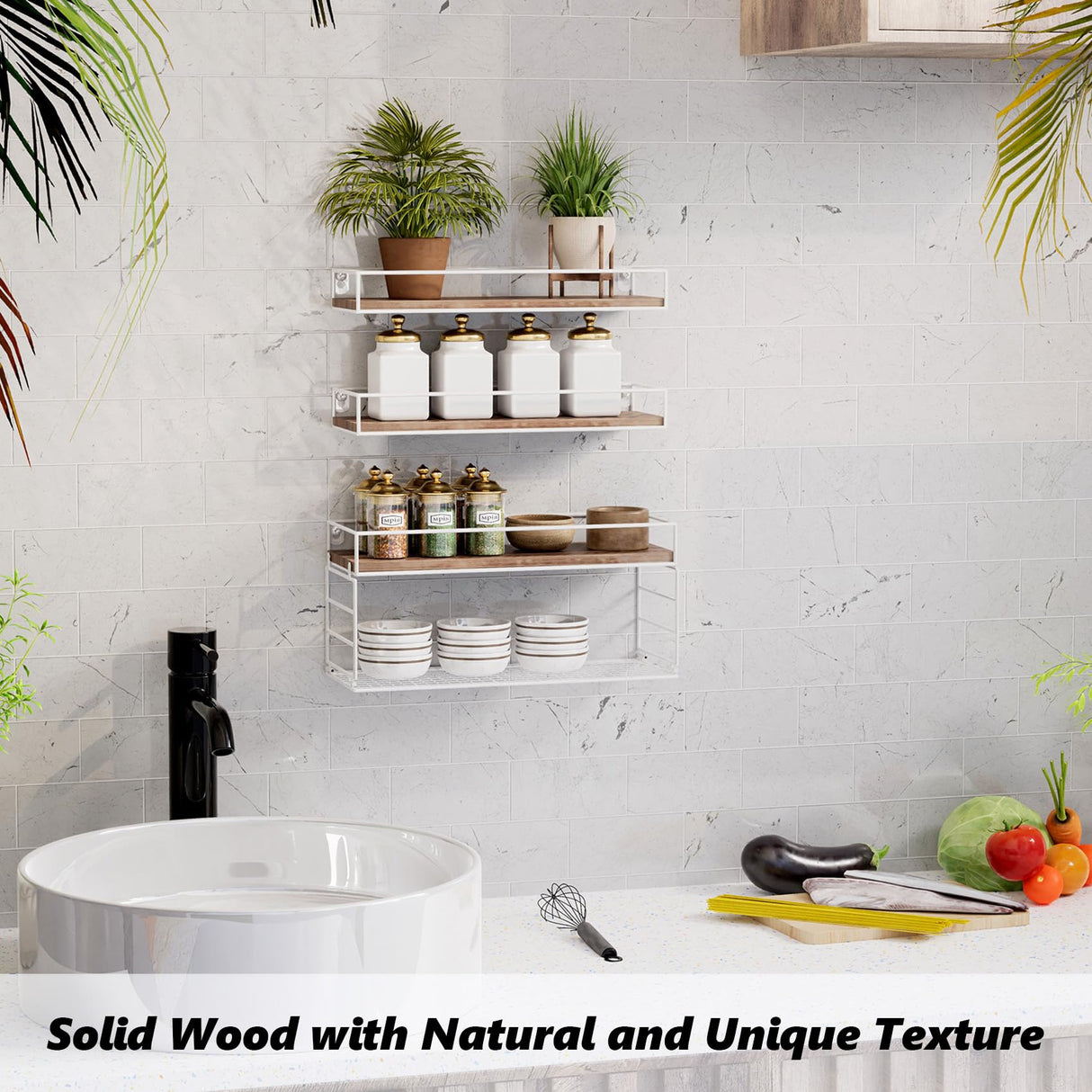 Oxendon Floating Bathroom Shelves with Paper Basket, Bathroom Shelves Over Toilet Small Shelf for Wall Farmhouse Bathroom Decor Wall Shelves for Bathroom Kitchen Office, White Oxendon