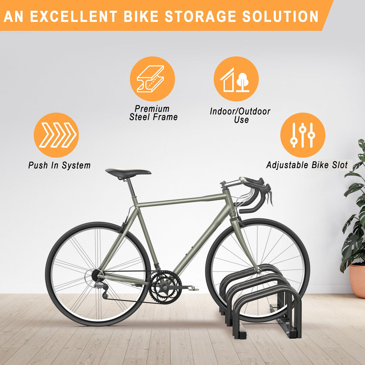 Ultrawall Bike Storage Rack for Garage, 3 Bikes Floor Bike Stand, Bicycle Parking Stand Rack for Indoor/Outdoor, Fit 22-28" Wheel Tire Width 2.1" Ultrawall