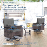 Kullavik 10 Pieces Outdoor Patio Furniture Set with 55000BTU Gas Propane Fire Pit Table,PE Wicker Rattan Sectional Sofa Patio Conversation Sets,Swivel Rocking Chairs Set,Grey Kullavik